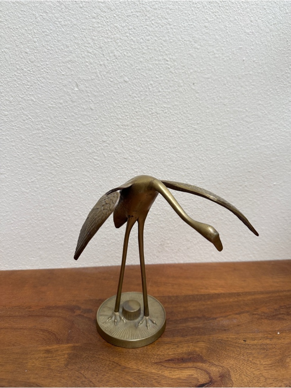Leonard Vintage Brass Crane Figurine